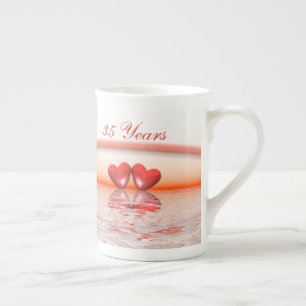 35ens årsdag Coral Hearts Benporslin Mugg