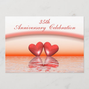 35ens årsdag Coral Hearts Inbjudningar