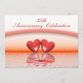 35ens årsdag Coral Hearts Inbjudningar