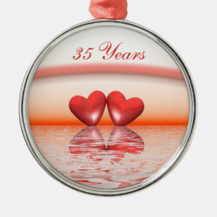 35ens årsdag Coral Hearts Julgransprydnad Metall