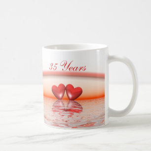 35ens årsdag Coral Hearts Kaffemugg