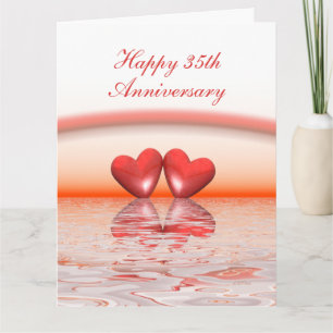 35ens årsdag Coral Hearts Kort