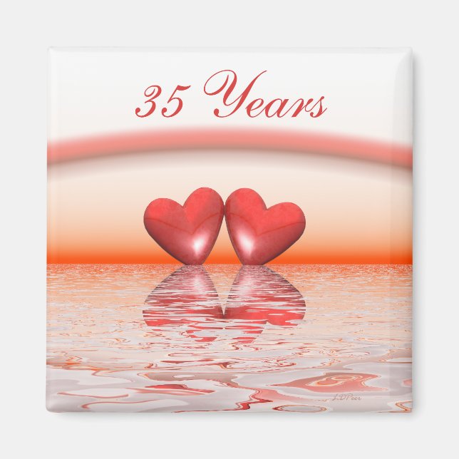 35ens årsdag Coral Hearts Magnet (Framsidan)