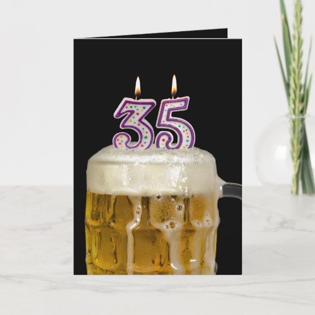 35ens födelsedag Öl på svart Kort (Framsida)