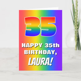 35th Birthday: Colorful, Fun Rainbow Pattern # 35 Kort