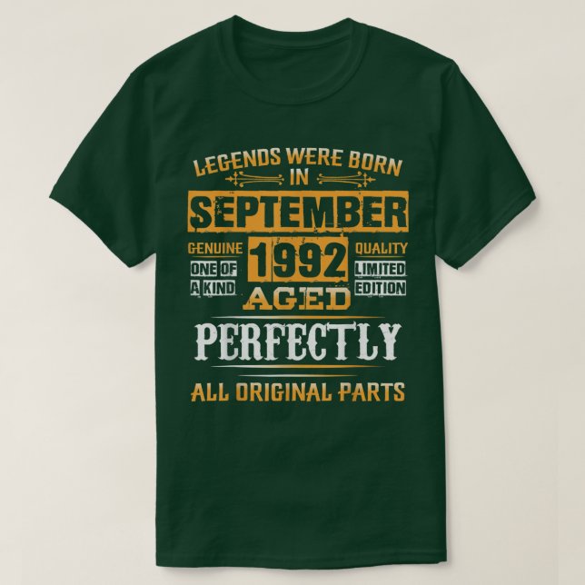 35th Birthday Tee Legends Born In September 1987 3 (Design framsida)