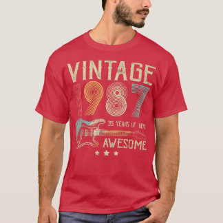 35th Birthday Womens Mens Vintage Awesome 1987 Gui T Shirt