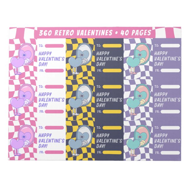 360 Retro-Valentineser Anteckningsblocket Tear Awa Anteckningsblock (Framsida)