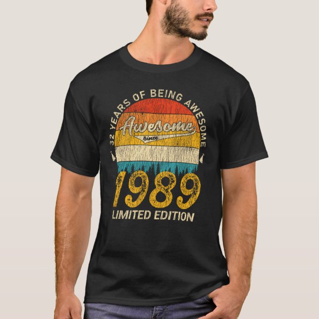 36-åriga 1989 års Retro Fantastisk 36:e födelsedag T Shirt (Framsida)