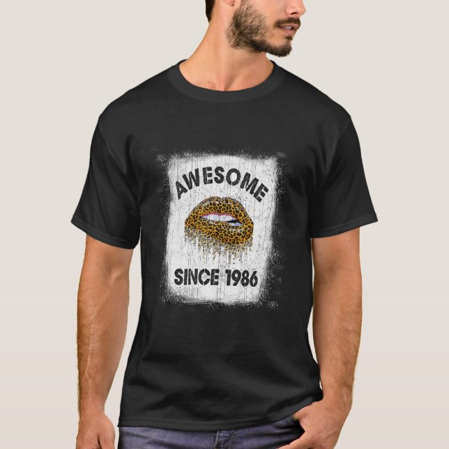 36 ÅRS ÅLDER Fantastisk Sedan 1986 Leopard L T Shirt (Framsida)