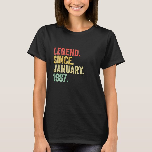 36 års ålder sedan januari 1987 36:e födseln t shirt (Framsida)