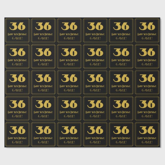 36-årsdag – Art Deco Inspirerad Utseende "36" & Na Presentpapper (Platt)
