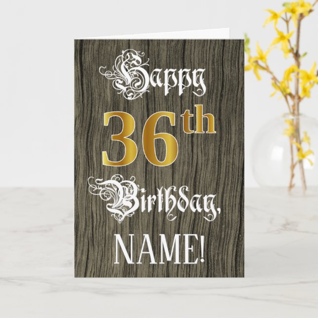36-årsdag: Falskt guldutseende + Falskt trämönster Kort (Gul blomma)