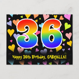 36-årsdag: Roligt hjärtmönster, regnbåge 36 Vykort