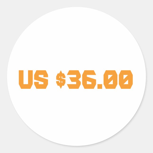 36 dollar runt klistermärke (Framsida)