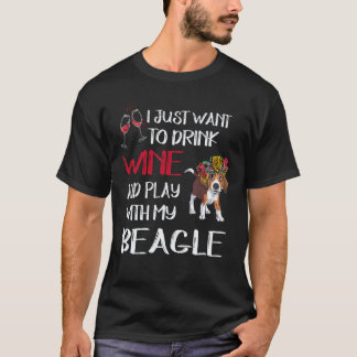 36 Drick vin och lek med min beagle T Shirt