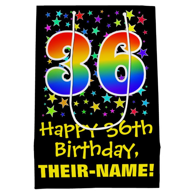 36:e födelsedag: Färga stjärnor Mönster och regnbå (Baksidan)