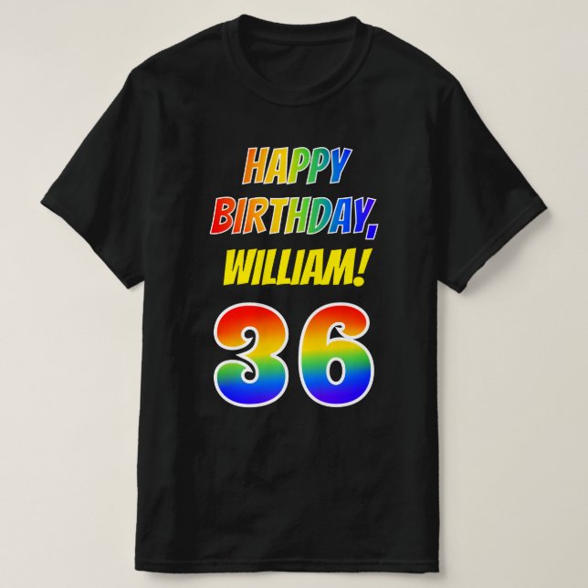 36:e födelsedag - fetstil, Roligt, regnbåge 36, eg T Shirt (Design framsida)