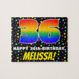 36:e födelsedag - Roligt, färgstark stjärna Fält M Pussel