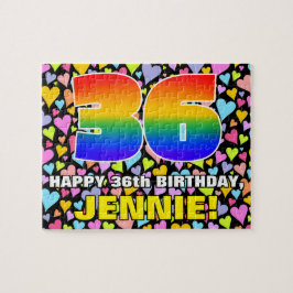 36:e födelsedag - Roligt, hjärtklappning + "36" Pussel