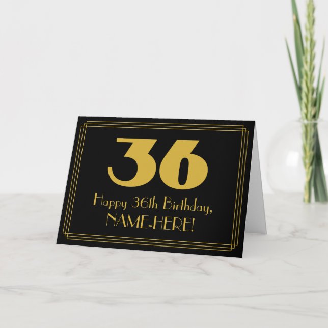 36:e födelsedagen: Art Deco Inspired Titta "36" oc Kort (Framsida)