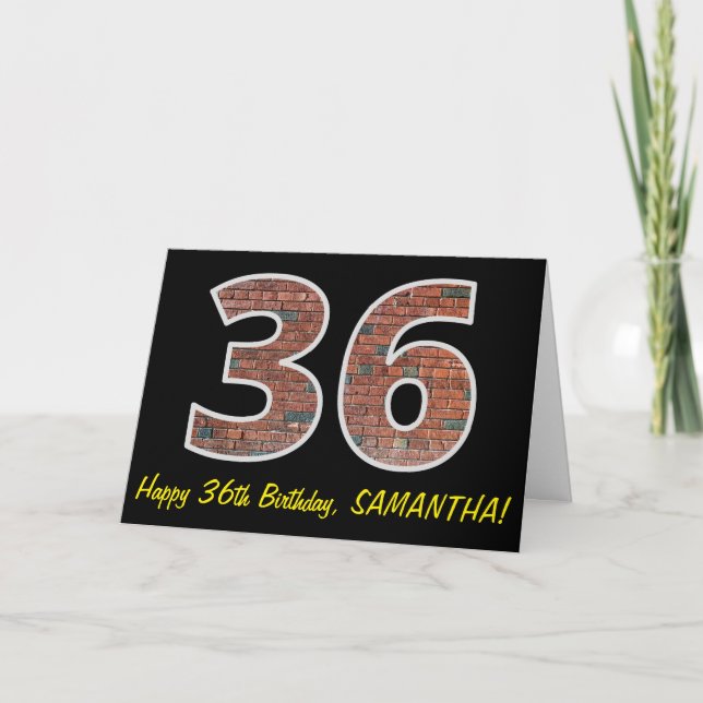 36:e födelsedagen - Brickmuren Mönster "36" w/ Nam Kort (Framsida)