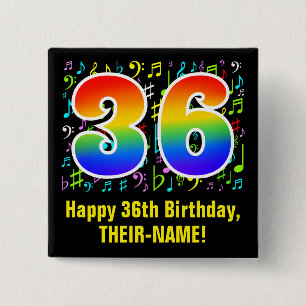 36:e födelsedagen: Colorful Music Symbols, Rainbow Knapp