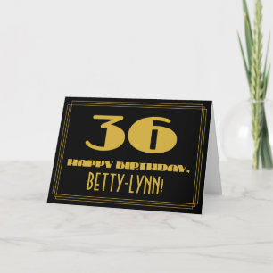 36:e födelsedagen: Namn + Art Deco Inspired (36) Kort