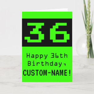 36:e födelsedagen: Nerdy/Geeky Stil "36" och Namn Kort