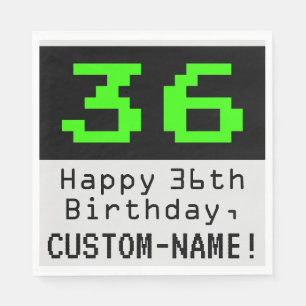 36:e födelsedagen - Nerdy/Geeky Stil "36" och Namn Pappersservett