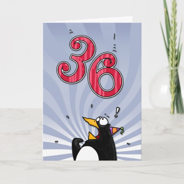 36:e födelsedagen - Penguin-överraskningskort Kort (Framsida)