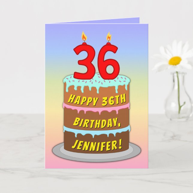 36:e födelsedagen - Roligt Cake & Candles, med ege Kort (Liten växt)