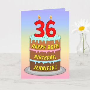 36:e födelsedagen - Roligt Cake & Candles, med ege Kort