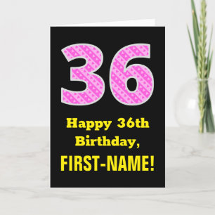 36:e födelsedagen: Rosa Rand och örter "36" + Namn Kort