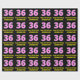 36:e födelsedagen: Rosa Rand och örter "36" + Namn Presentpapper