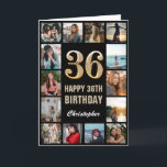 36:e Grattis på födelsedagen Black and Guld Photo  Kort<br><div class="desc">36:e Grattis på födelsedagen Black and Guld Photo Collage Birthday Card. Om du vill göra ytterligare anpassningar klickar du på knappen "Anpassa" och användor verktyg som är utformat för att ändra mallen.</div>