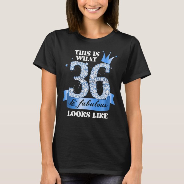 36 & Fabulous I Blue Black Party Group Candid Phot T Shirt (Framsida)