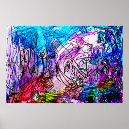 36-tums x 24-tums POSTER FÄRGSKYLDIG ABSTRAKT ART-