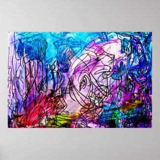 36-tums x 24-tums POSTER FÄRGSKYLDIG ABSTRAKT ART-