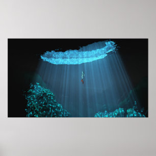 36"x20" papprare poster med"Mayan Cenote"-bild