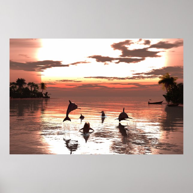 36" x24" papper poster med "Frolic at Sunset"-bild (Framsidan)