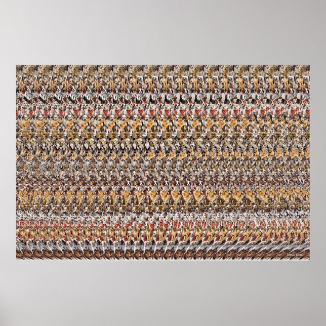 36 x 24 tum "Uppspelning av valpar" 3D Magic Öga® Poster (Framsidan)