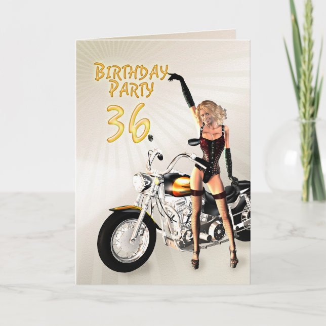 36th Födelsedagsfest med en flicka och en Inbjudan (Framsida)