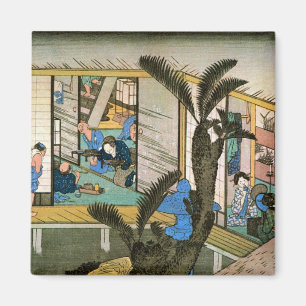 37. 赤 宿, 広 重 Akasaka-juku, Hiroshige, Ukiyo-e Magnet