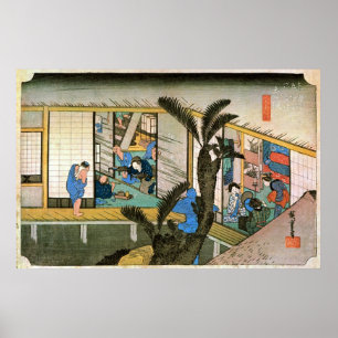 37. 赤 宿, 広 重 Akasaka-juku, Hiroshige, Ukiyo-e Poster