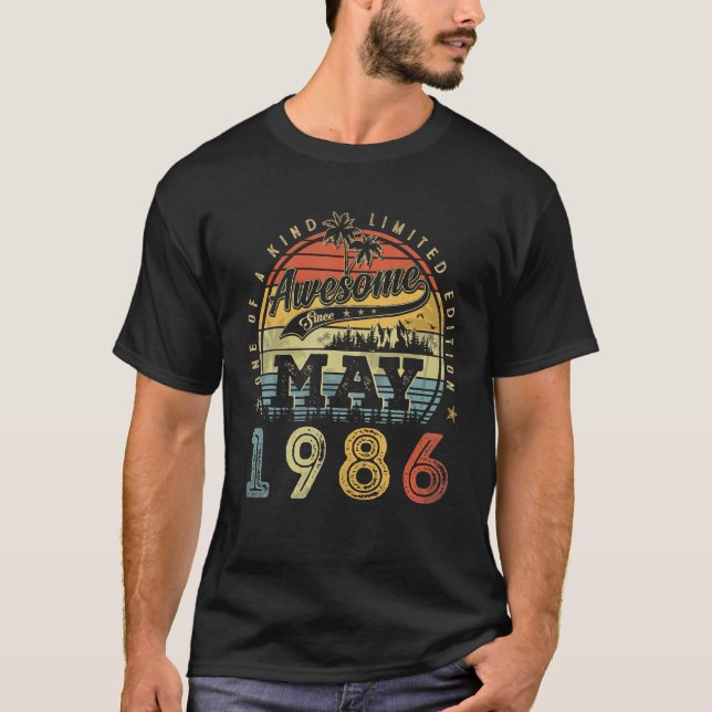 37 år gammal Fantastisk sedan maj 1986 37:e födels T Shirt (Framsida)