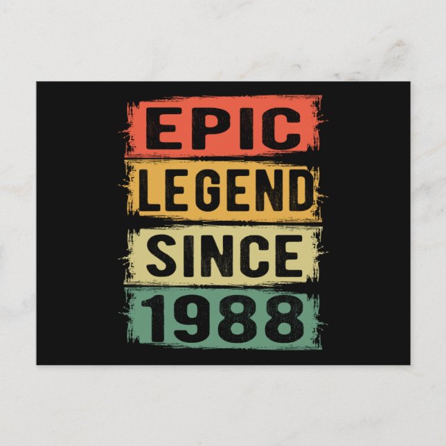 37 År Gammal Födelsedag 1988 Episk Legend 37-årsda Vykort (Framsida)