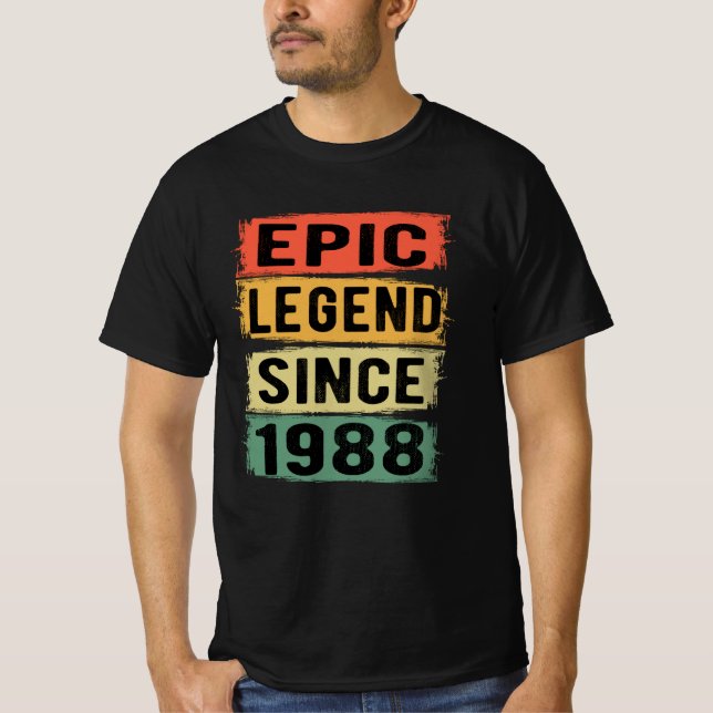 37 års ålder Bday 1988 Epic Legend 37:e födelsedag T Shirt (Framsida)