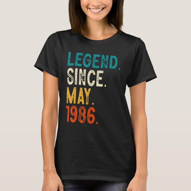 37 års ålder sedan maj 1986 37:e födelsedagen t shirt (Framsida)