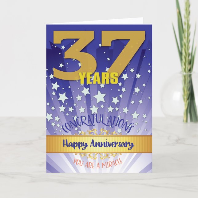 37 Års Återhämtningsjubileum Fetstilad Siffra Kort (Framsida)